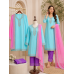 Veerran Fashions Pastel Blue Twill Silk Unstitched Suit Veerran Fashions Pastel Blue Twill Silk Unstitched Suit