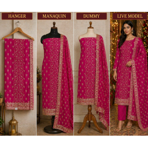 Veerran Fashions Magenta Chinon Unstitched Suit with Opada Silk Bottom & Pure Dupatta Veerran Fashions Magenta Chinon Unstitched Suit with Opada Silk Bottom & Pure Dupatta