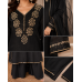 Midnight Black Chenon Embroidered Stitched Kameez Plazo Set Midnight Black Chenon Embroidered Stitched Kameez Plazo Set