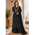 Midnight Black Chenon Embroidered Stitched Kameez Plazo Set Midnight Black Chenon Embroidered Stitched Kameez Plazo Set