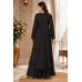 Midnight Black Chenon Embroidered Stitched Kameez Plazo Set Midnight Black Chenon Embroidered Stitched Kameez Plazo Set