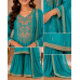 Turquoise Noor Embroidered Silk Stitched Farshi Salwar Suit Turquoise Noor Embroidered Silk Stitched Farshi Salwar Suit