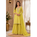 Lime Zest Shimmer Organza Embroidered Stitched Kameez Sharara Set