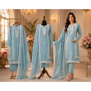 Aqua Mist Viscose Tusser Embroidered Unstitched Suit Set Aqua Mist Viscose Tusser Embroidered Unstitched Suit Set