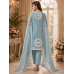 Aqua Mist Viscose Tusser Embroidered Unstitched Suit Set