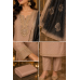 Royal Champagne Beige Organza Unstitched Suit with Charcoal Dupatta