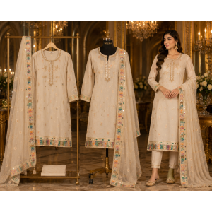 Royal Ivory Shimmer Jakhat Embroidered Unstitched Suit Royal Ivory Shimmer Jakhat Embroidered Unstitched Suit