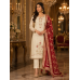 Royal Ivory Maroon Shimmer Unstitched Suit with Organza Dupatta Royal Ivory Maroon Shimmer Unstitched Suit with Organza Dupatta