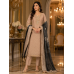 Royal Champagne Beige Organza Unstitched Suit with Charcoal Dupatta