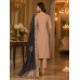 Royal Champagne Beige Organza Unstitched Suit with Charcoal Dupatta