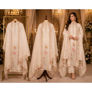 Ivory Blossom Premium Jakhat Unstitched Suit