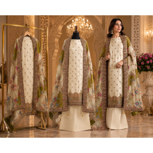 Royal Ivory Heritage Crape Unstitched Suit Set Royal Ivory Heritage Crape Unstitched Suit Set