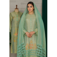 Seagreen Shimmer Suit with Scalloped Dupatta