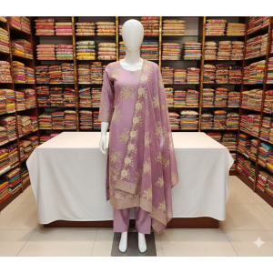 Elegant Lavender Georgette Embroidered Suit Set