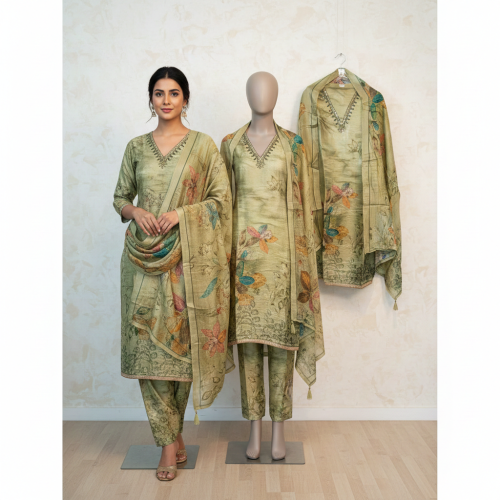 Vintage Floral Sage Green Suit Set