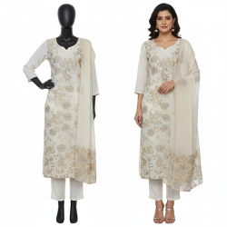 Ivory Shimmer Suit Set with heavy dupatta