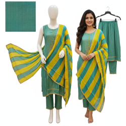 Emerald Weave & Bandhani Dupatta Suit Set