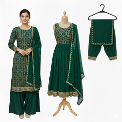 Regal Emerald Handwork Georgette Suit Set