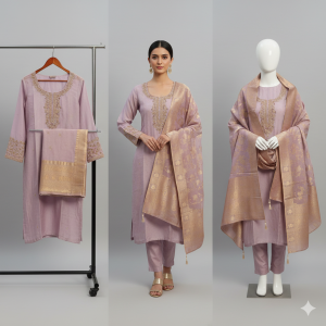 Lavender Luxe Chanderi Suit Set.