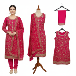 Elegant Lilac Chenon Handwork Suit Set