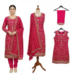 Elegant Lilac Chenon Handwork Suit Set