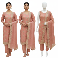 Peach Silk Heavy Cutwork Salwar Suit