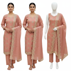 Peach Silk Heavy Cutwork Salwar Suit
