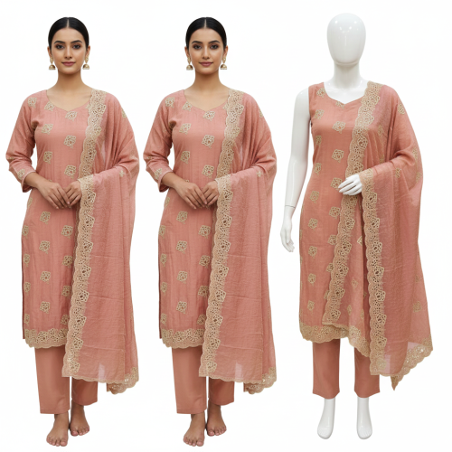 Peach Silk Heavy Cutwork Salwar Suit Peach Silk Heavy Cutwork Salwar Suit