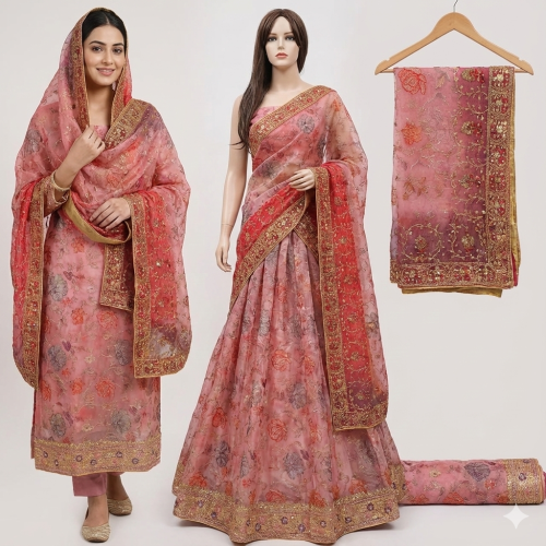 Royal Rose Floral Organza Ensemble