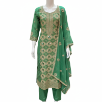 Pista Green Embroidered Salwar Suit