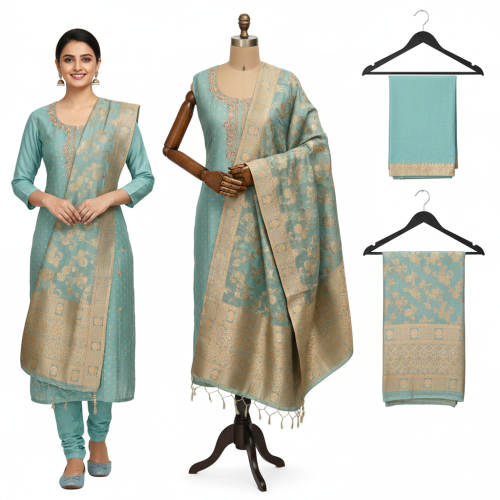 Nawabi Zari-Work Chanderi Suit Set