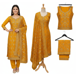 Aalia Crimson Dabka-Work Suit Set