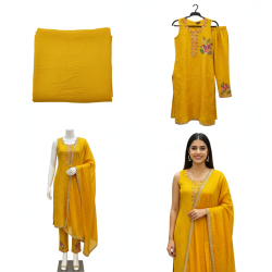 Haldi Yellow Crushed Suit Set