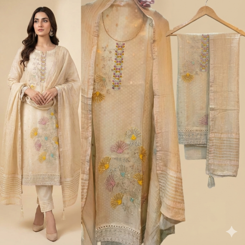 Pastel Bloom Embroidered Suit Se