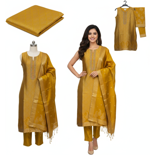 Golden Radiance Silk Suit Set