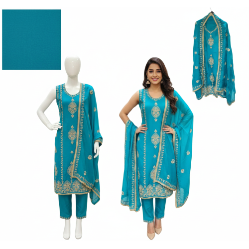 Sparkle Georgette Suit with Machine & Swarovski Work
