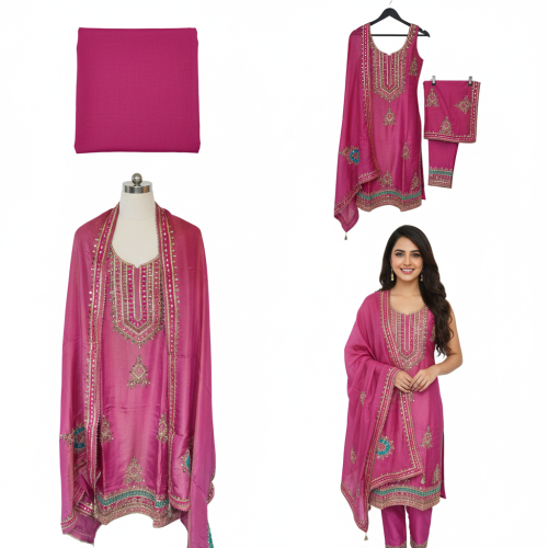 Sheen Tissue Gota-Mirror Suit Set