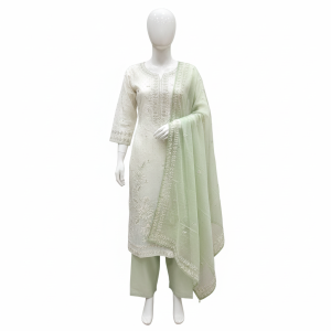 Elegant Off-White GimiChoo Embroidered Suit