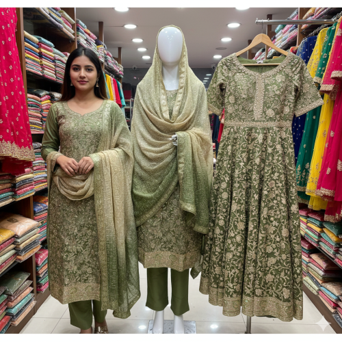 Royal Green Organza Ensemble