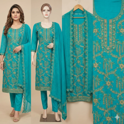 Royal Firozi Cutdana Crape Ensemble