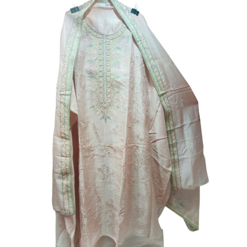 Elegant Baby Pink Embroidered Suit with Heavy Dupatta Elegant Baby Pink Embroidered Suit with Heavy Dupatta