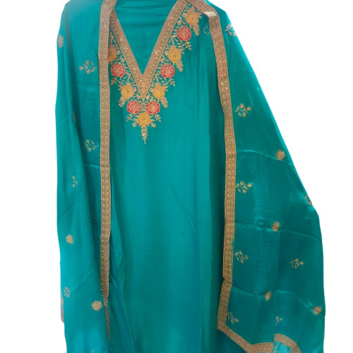 The Emerald Elegance Chinon Silk Suit Set