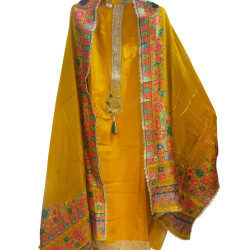 Festive Mustard Embroidered Kurta Set