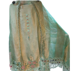 Seagreen Shimmer Suit with Scalloped Dupatta