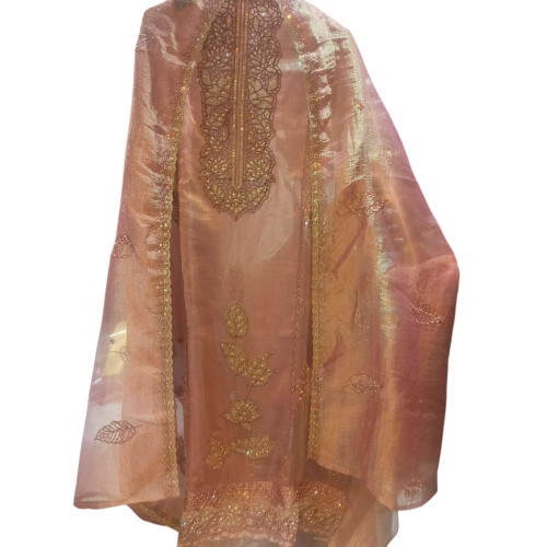 Rose Gold Tissue Embroidered Suit Set