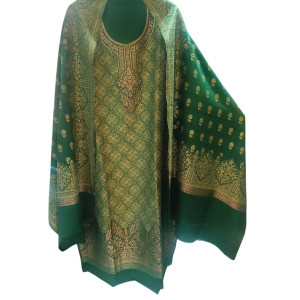 Pashmina Emerald Elegance Wool Suit
