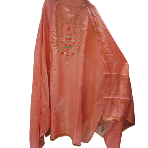 Peach Elegance Glass Tissue Suit Set