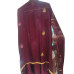 Regal Plum Crape Suit with Floral Chiffon Dupatta
