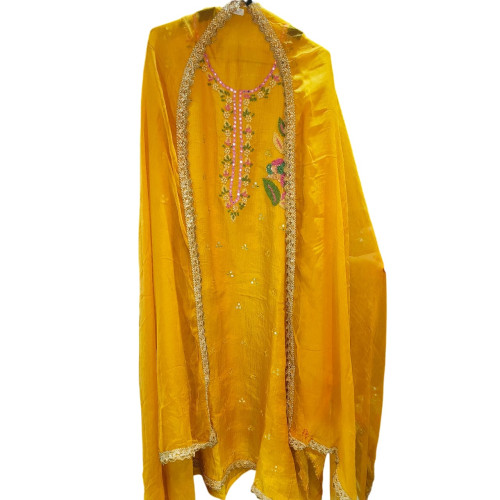 Haldi Yellow Crushed Suit Set Haldi Yellow Crushed Suit Set