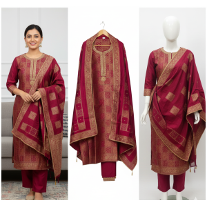 Royal jakhat Silk Zari Woven Suit Set